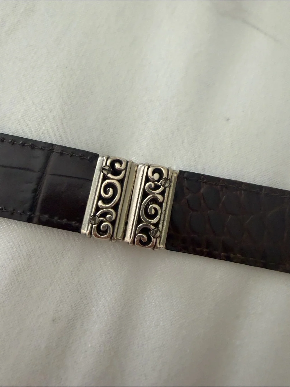 Brighton Belt 43100 Sz M/30 Brown Black Leather Reversible Silver - Picture 10 of 11